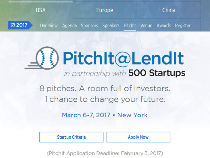 PitchIt USA 2017: vuelve la competición de startups de LendIt